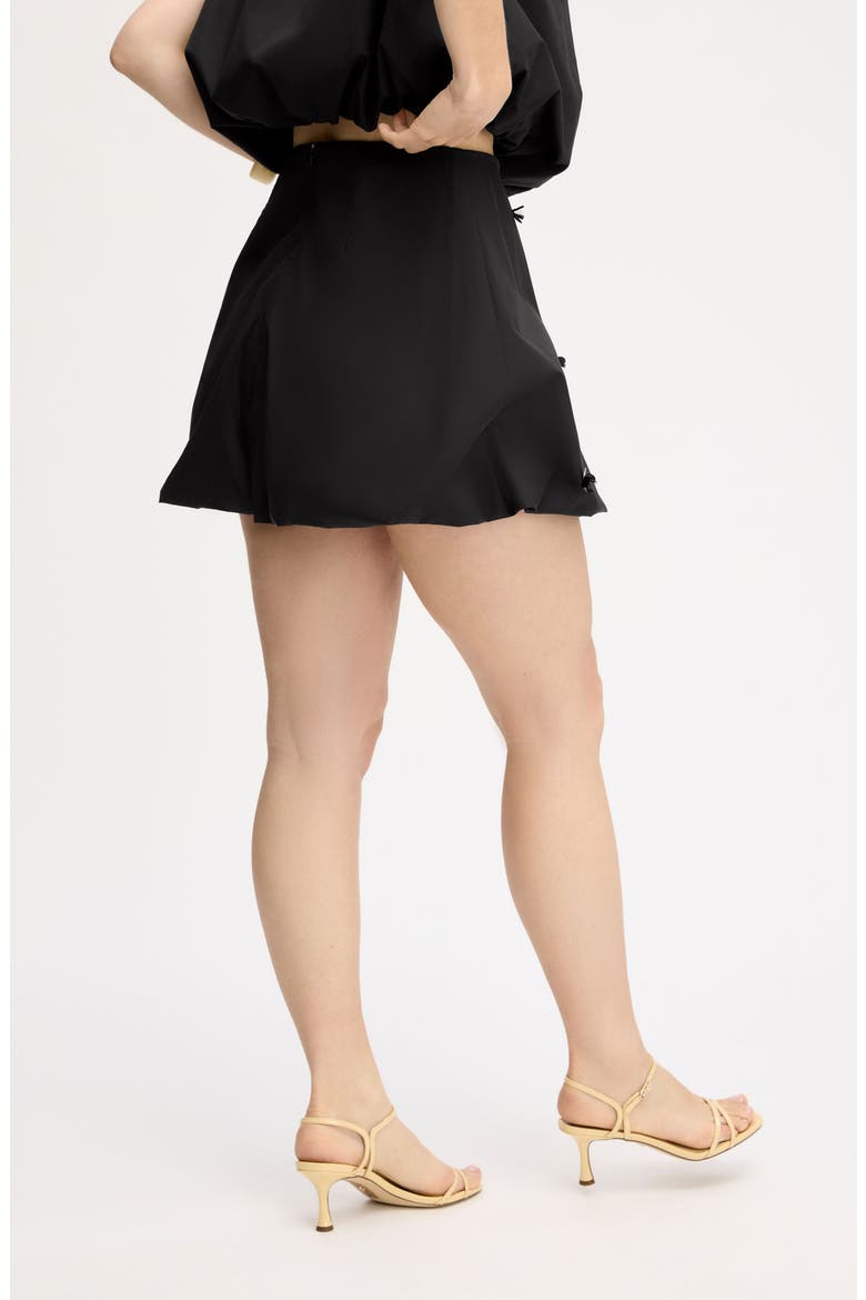 Embellished Bubble Cotton Poplin Miniskirt, Alternate, color, TRUE BLACK