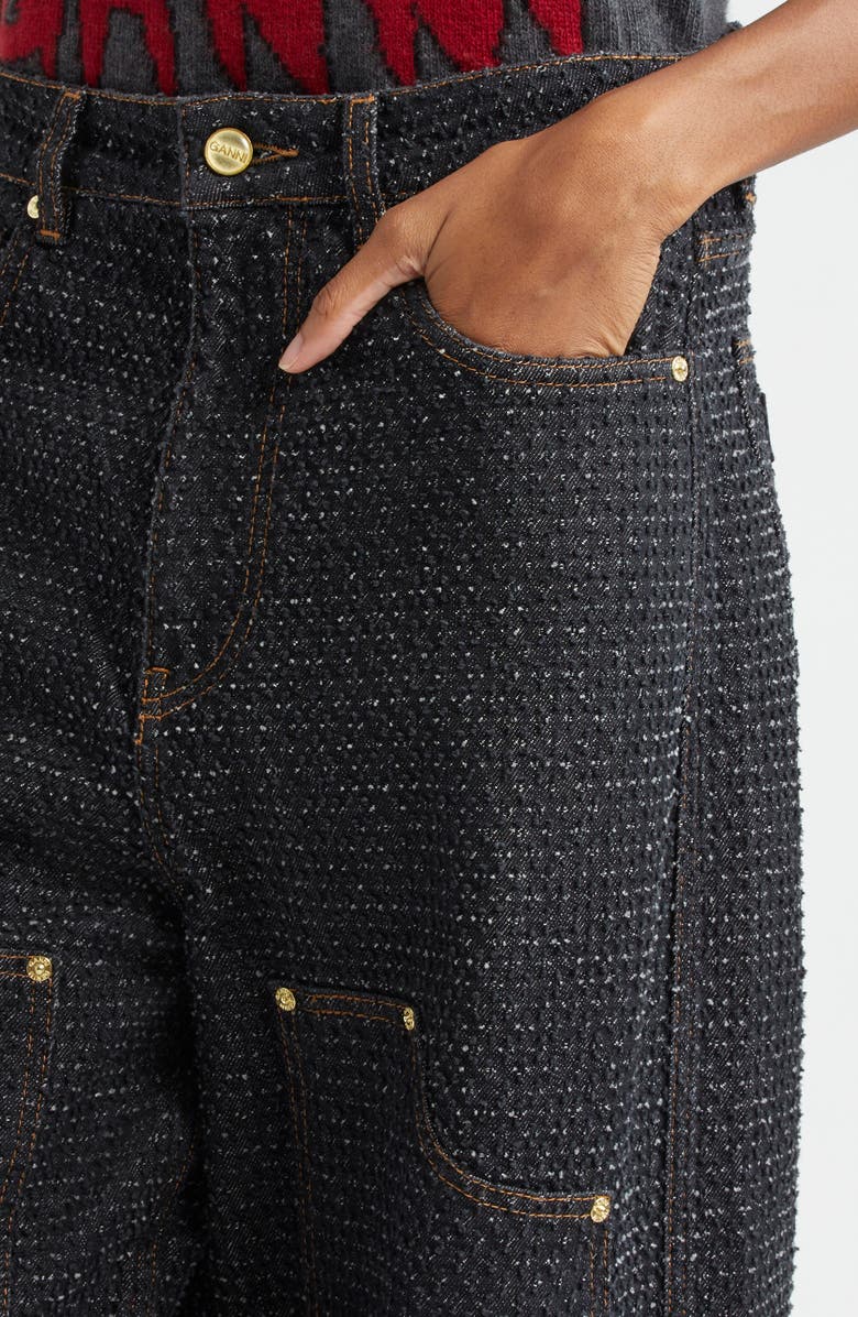 Ganni Fluffy Carpenter Jeans, Alternate, color, Black