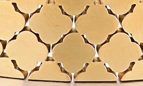 Adornia 18k Gold Plated Quatrefoil Hinged Bangle Bracelet In Gold