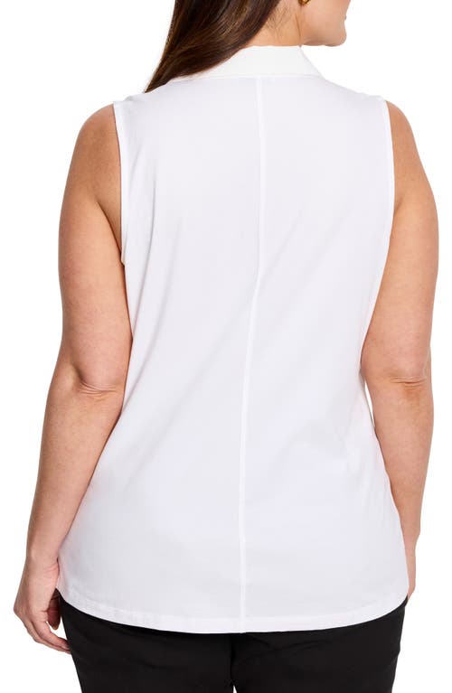 Nic + Zoe Nic+zoe Easy Collar Mixed Media Tank In Paper White