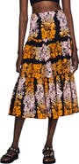 SANDRO Maddie Floral A-Line Skirt
