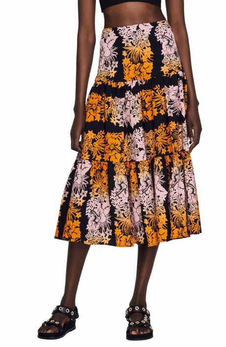 SANDRO Maddie Floral A-Line Skirt