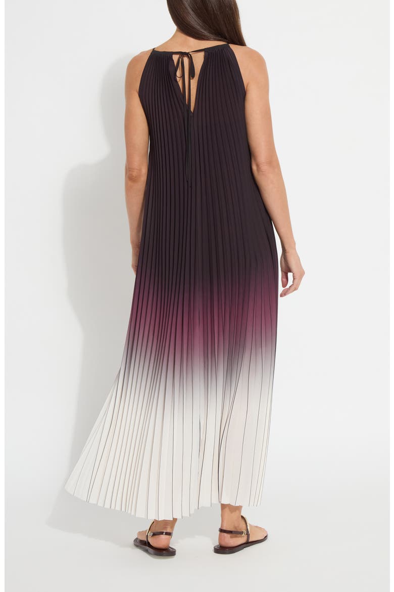 Lorena Pleated Chiffon Dress, Alternate, color, RED SANGRIA