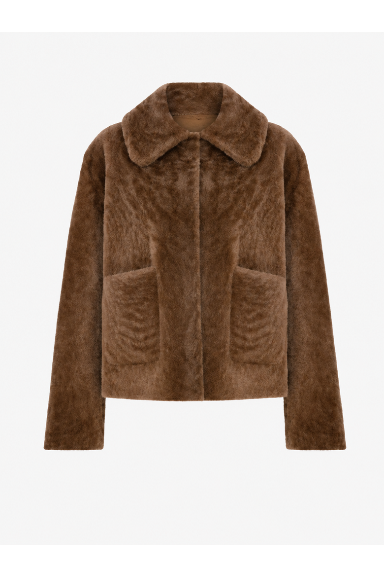 Aubade Merino Shearling Jacket, Main, color, Brown