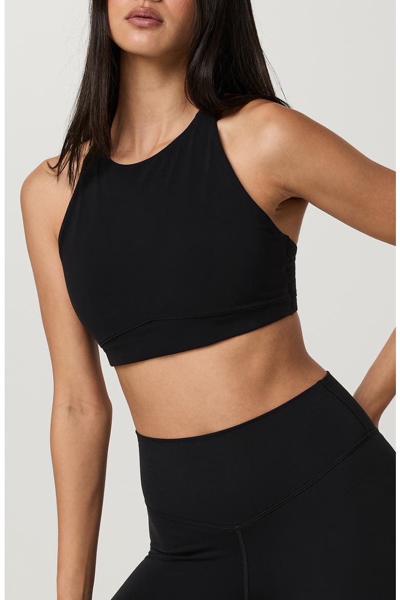 AllTheForm High Neck Sports Bra, Main, color, BLACK