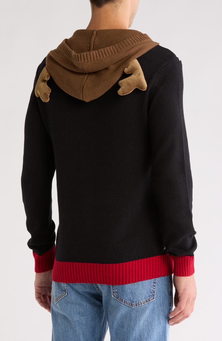 Ugly Christmas Sweater Reindeer Holiday Hoodie, Alternate, color, 