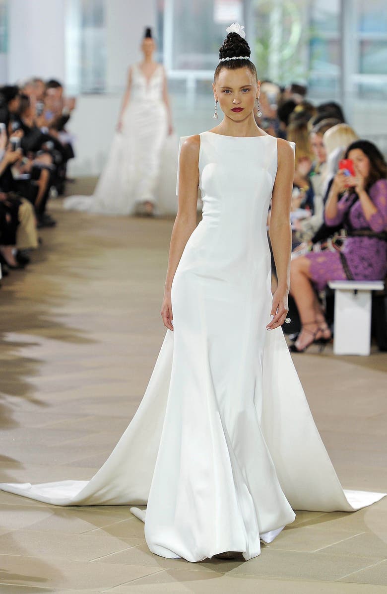 Ines Di Santo Promise Silk Trumpet Wedding Dress, Alternate, color, 