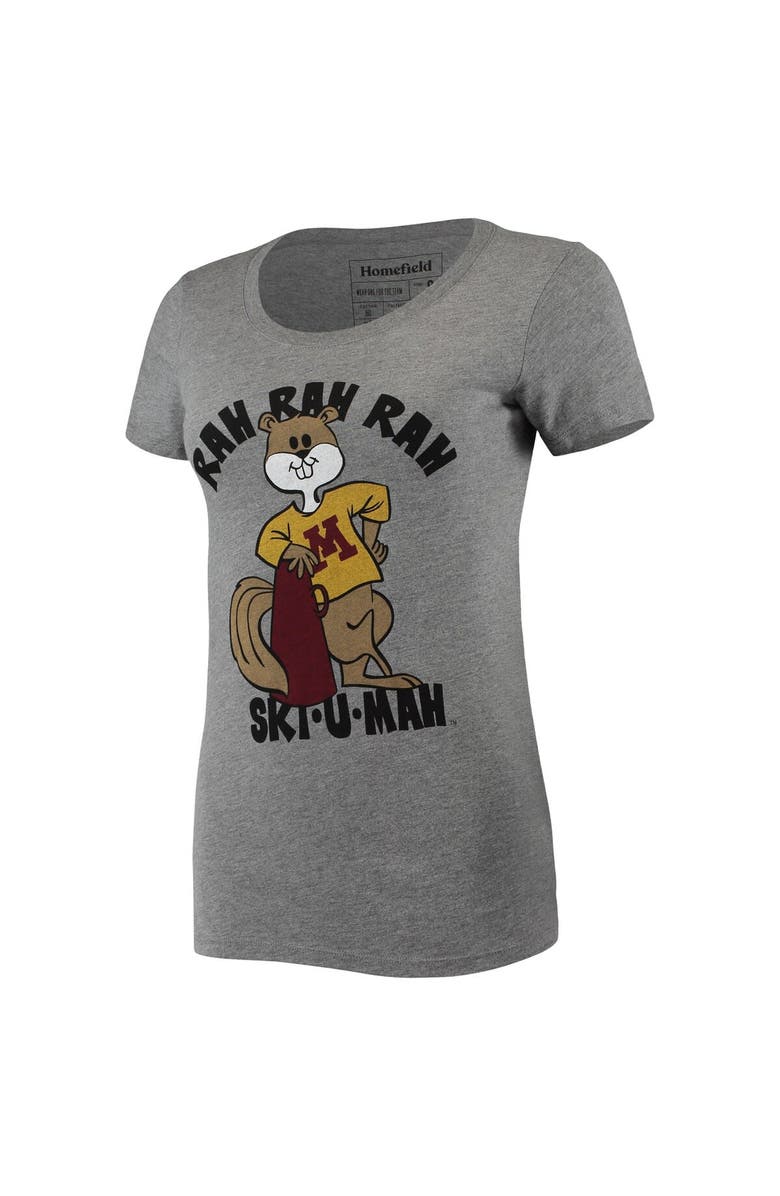 HOMEFIELD Women's Homefield Heathered Gray Minnesota Golden Gophers Vintage Ski-U-Mah Tri-Blend T-Shirt, Alternate, color, 