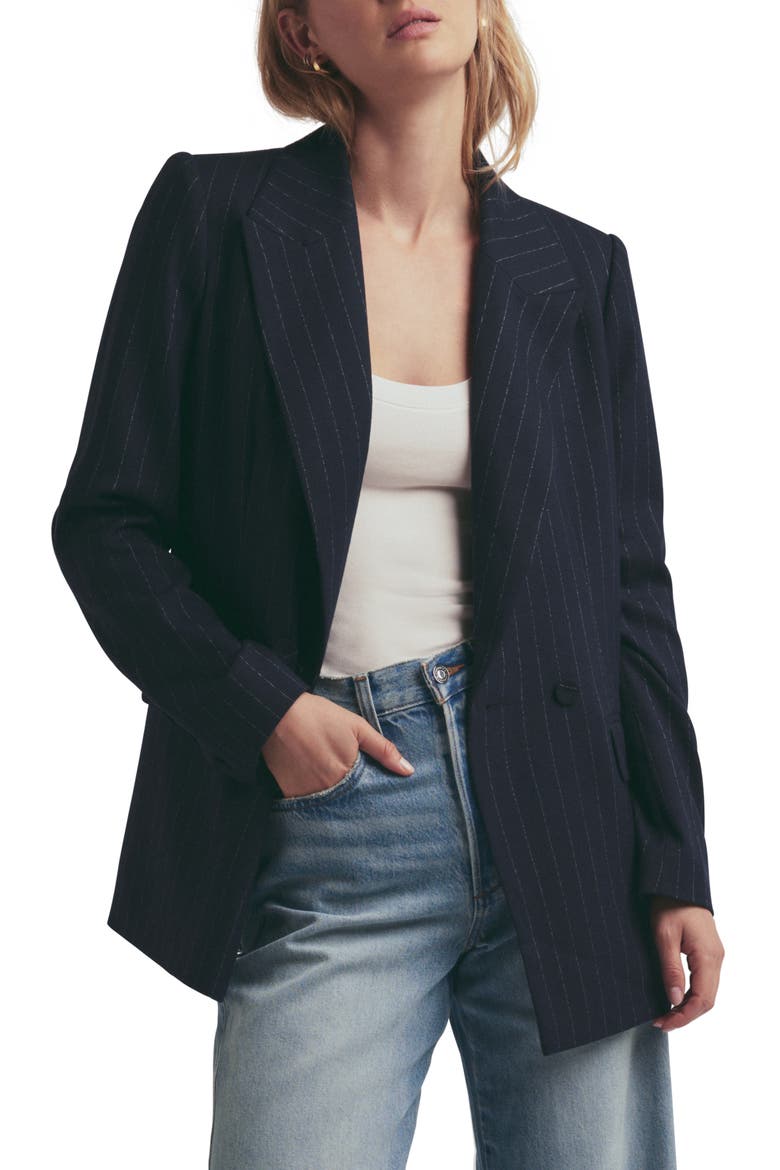 The Suits You Chalk Stripe Blazer, Main, color, NAVY PINSTRIPE
