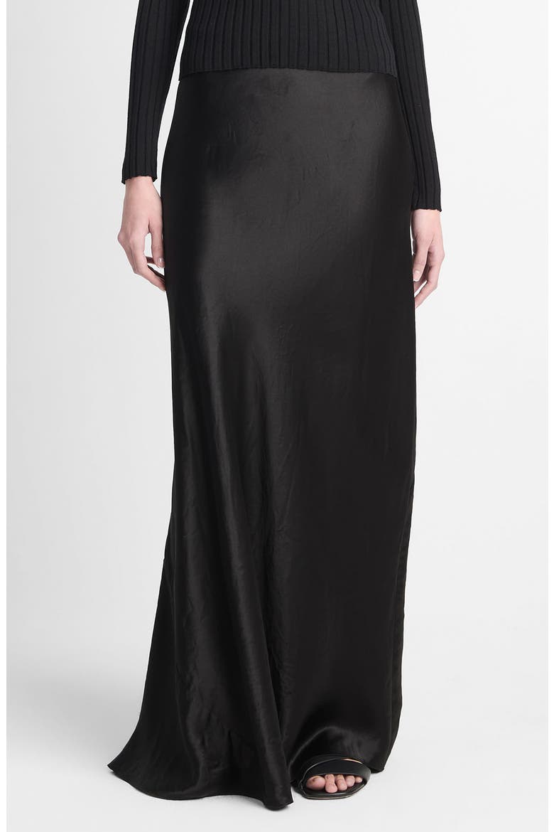 Satin Maxi Skirt, Main, color, BLACK