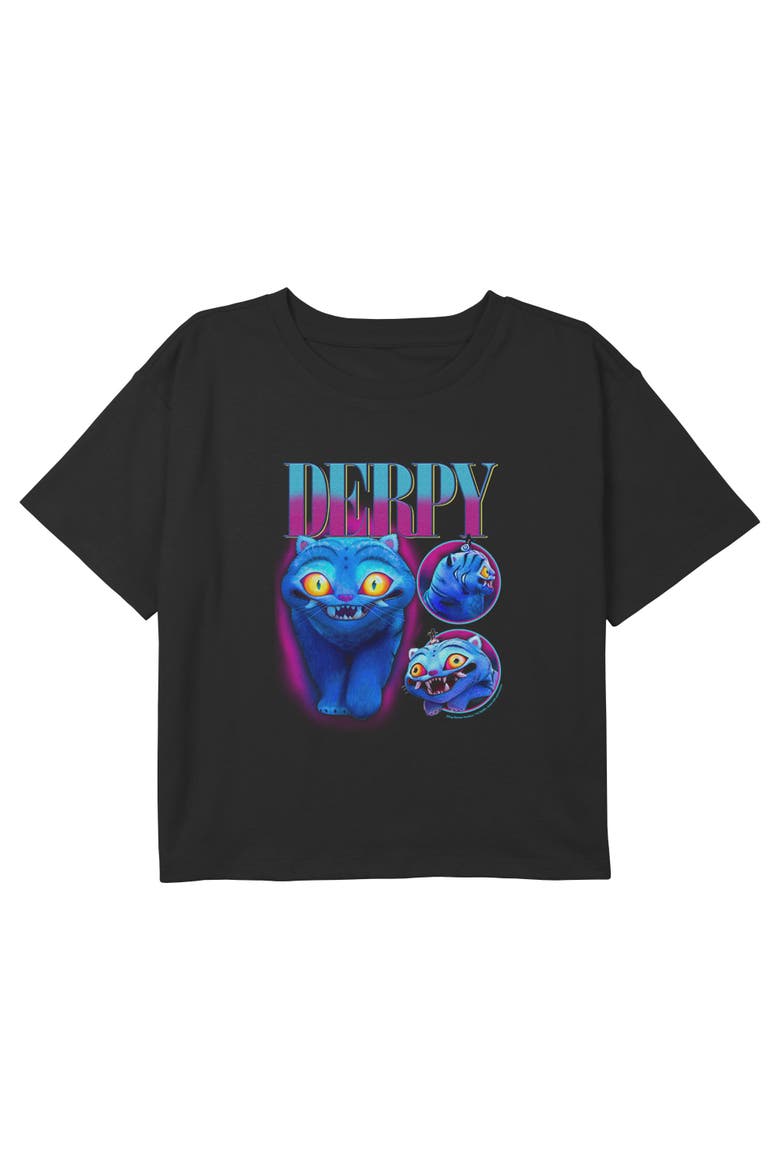 Girls' Supernatural Happy Derpy Cropped T-Shirt, Main, color, Black