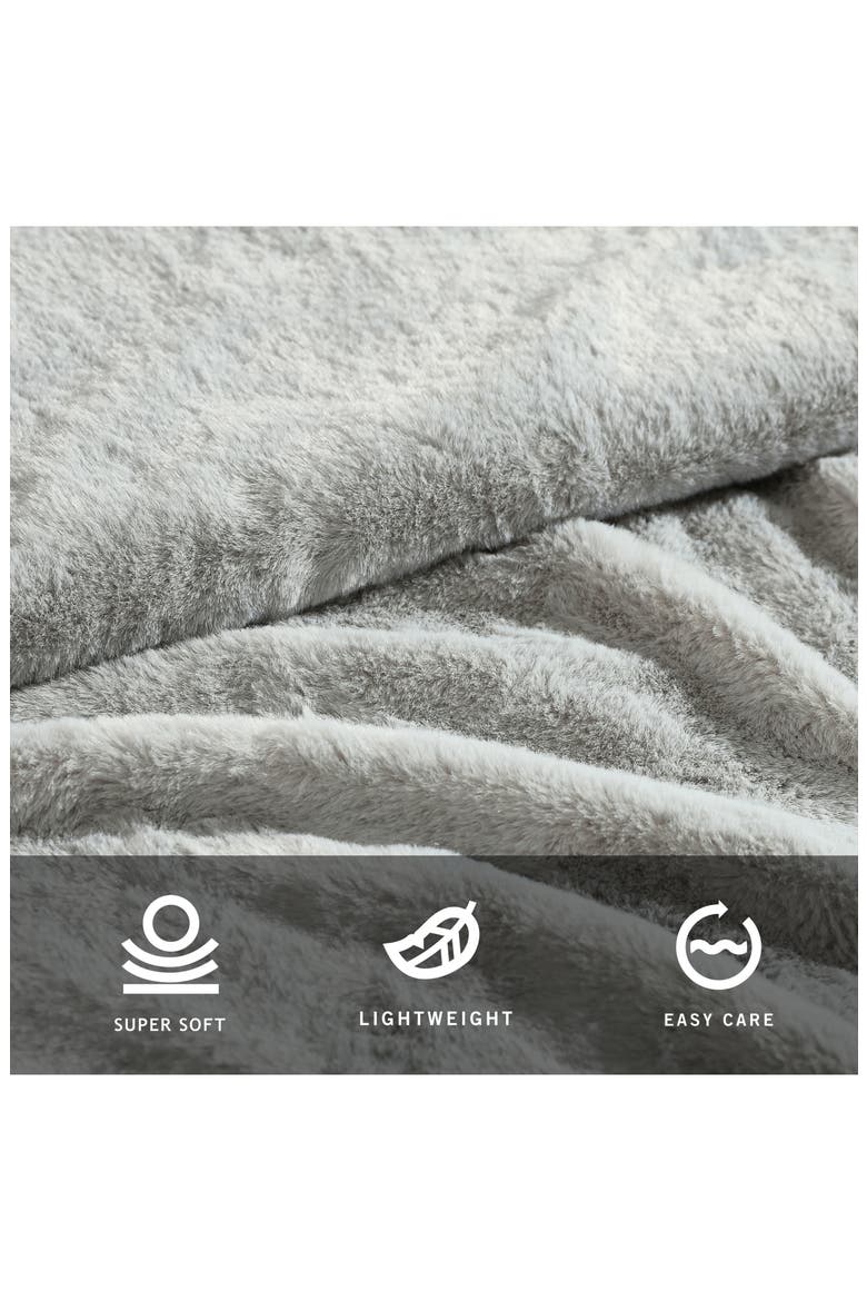 Faux Fur Reversible Throw, Alternate, color, GREY