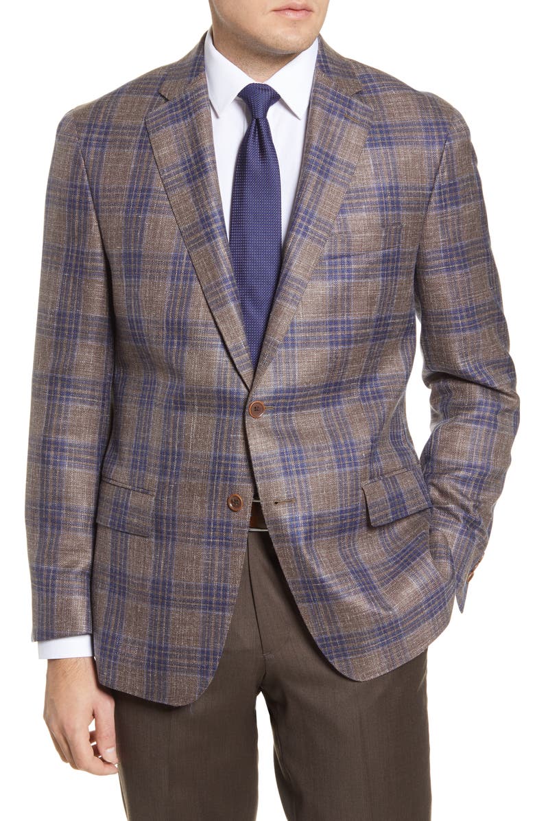 Hart Schaffner Marx New York Classic Fit Plaid Wool Blend Sport Coat, Main, color,