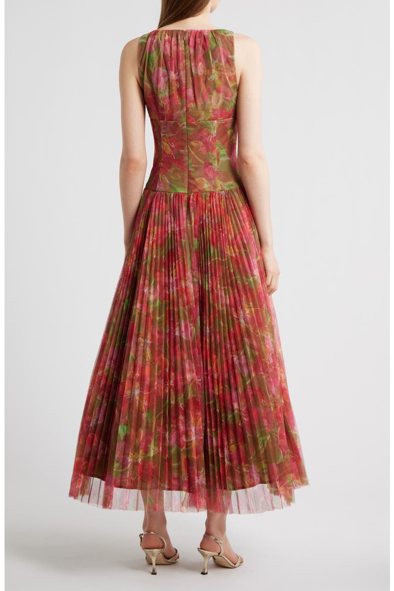 Eliana Floral Pleated Gown, Alternate, color, PINK/ OLIVE MULTI WATERCOLOR