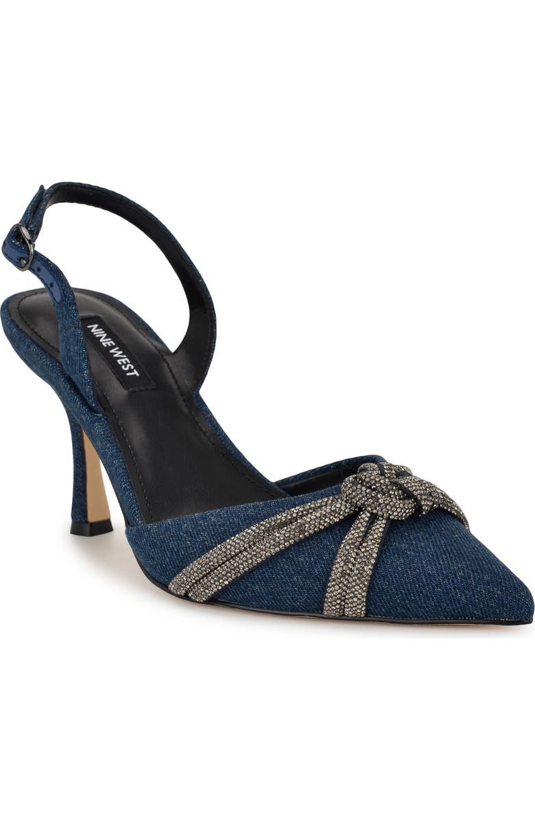Nine West Deby Pointed Toe Slingback Pump, Main, color, Dark Blue 400