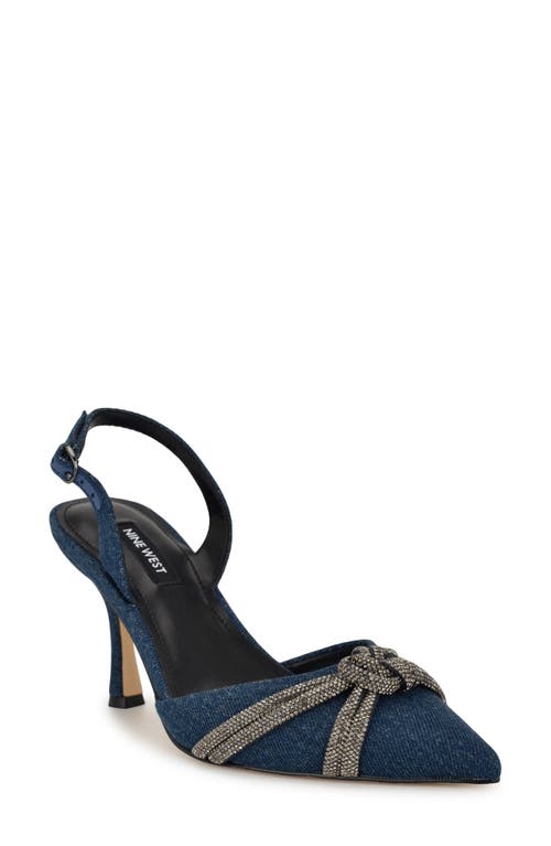 Nine West Women's Deby Embellished Slingback Stiletto Pumps In Dark Blue