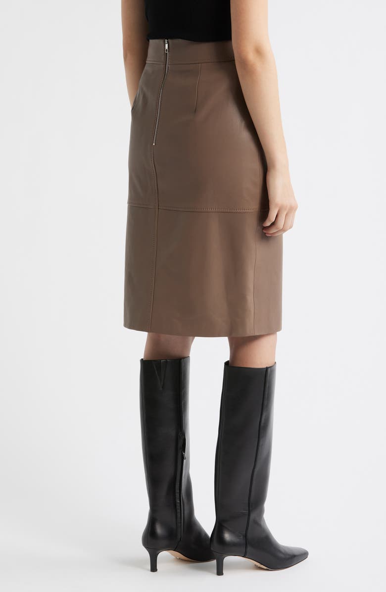 BOSS Setora Lambskin Leather Pencil Skirt, Alternate, color, Walnut