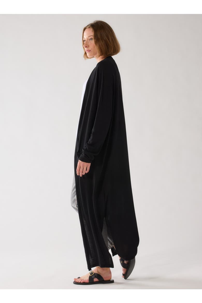 Silk Viscose Long Sleeve Cardigan, Alternate, color, NOIR