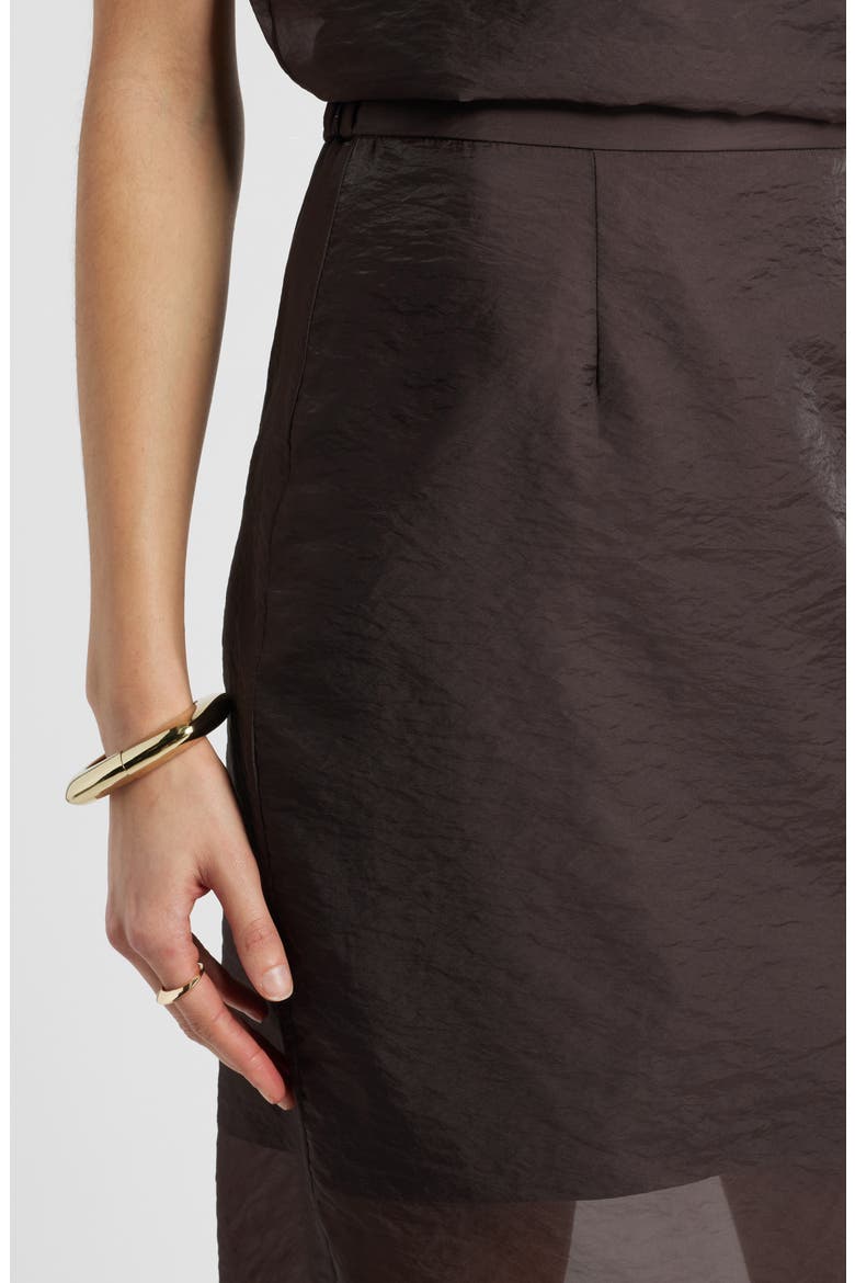 Organza Midi Pencil Skirt, Alternate, color, BROWN COFFEE