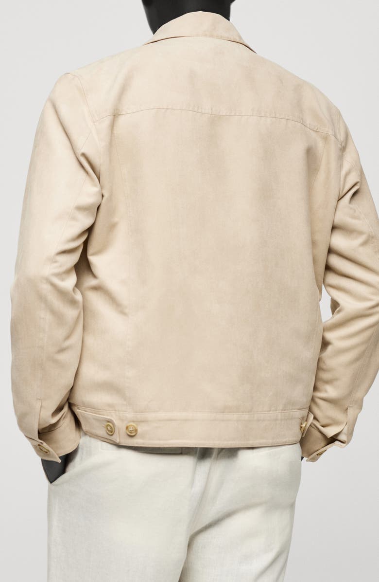 MANGO Suede Effect Trucker Jacket, Alternate, color, Beige