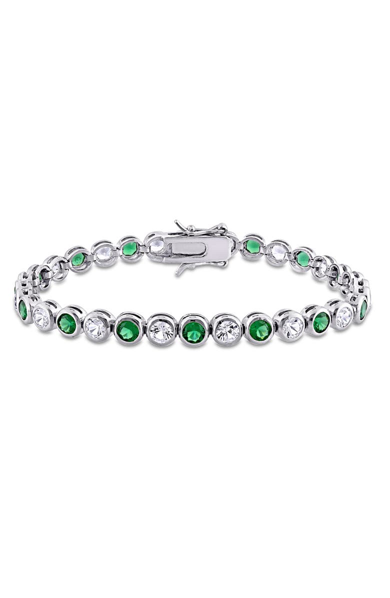 Julianna B. Green Cubic Zirconia Tennis Bracelet, Main, color, Green Cz