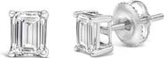 Haus of Brilliance 14K White Gold 1.0 Ct Emerald Lab-Grown Diamond Solitaire Stud Earrings