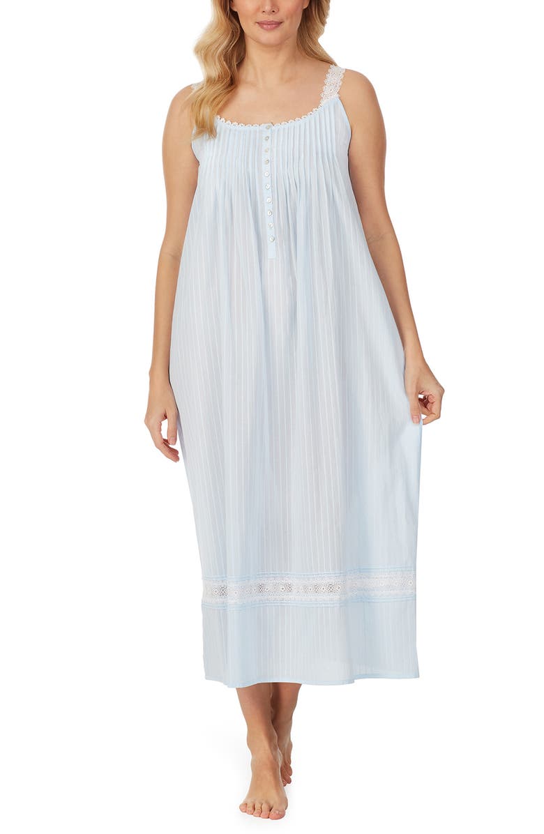 Eileen West Sleeveless Cotton Nightgown, Main, color, Blue