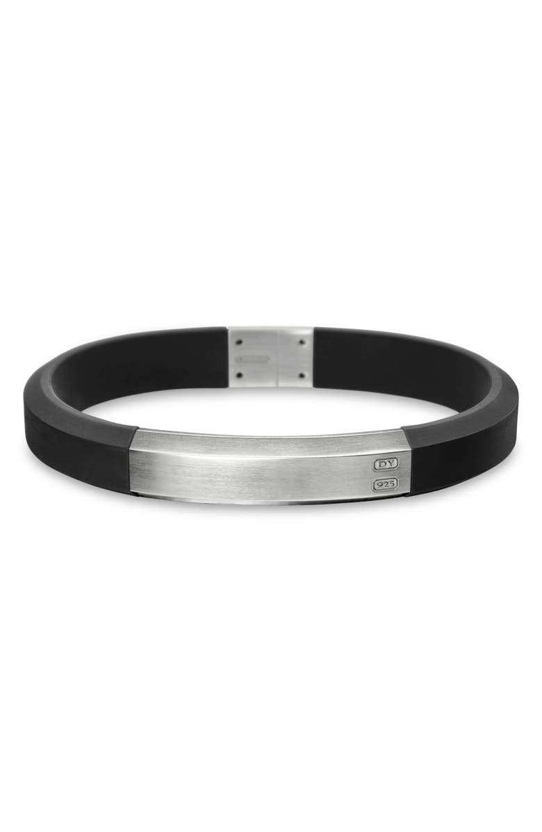 David Yurman Streamline<sup>®</sup> ID Black Rubber Bracelet with Sterling Silver, Alternate, color, Sterling Silver