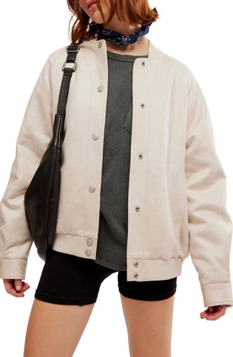 Wild Rose Faux Leather Bomber Jacket