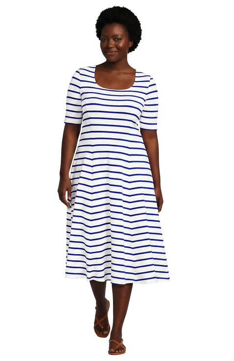 Starfish Elbow Sleeve Midi Fit and Flare Dress