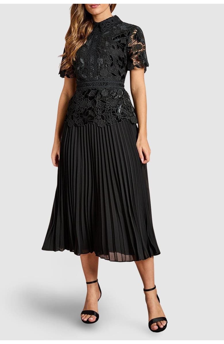 Coast Velvet Lace Collared Midi Dress, Alternate, color,