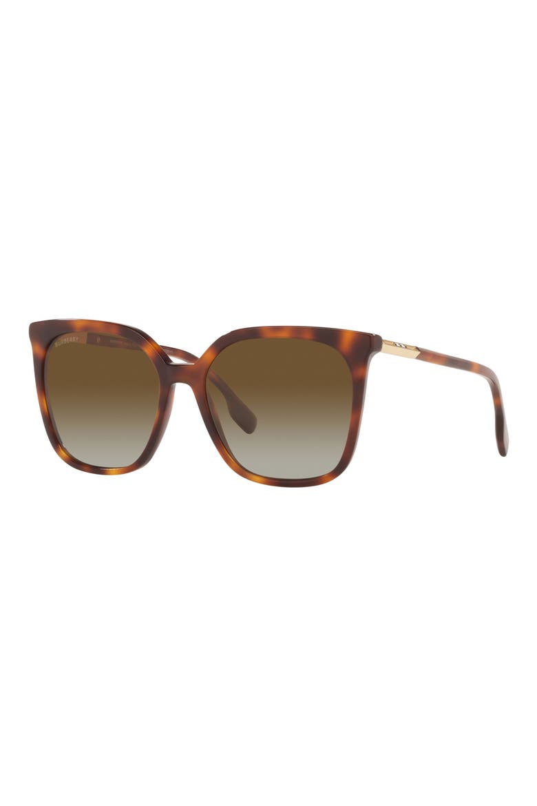 56mm Light Havana Square Polarized Sunglasses, Alternate, color, LIGHT HAVANA/ GRADIENT BROWN