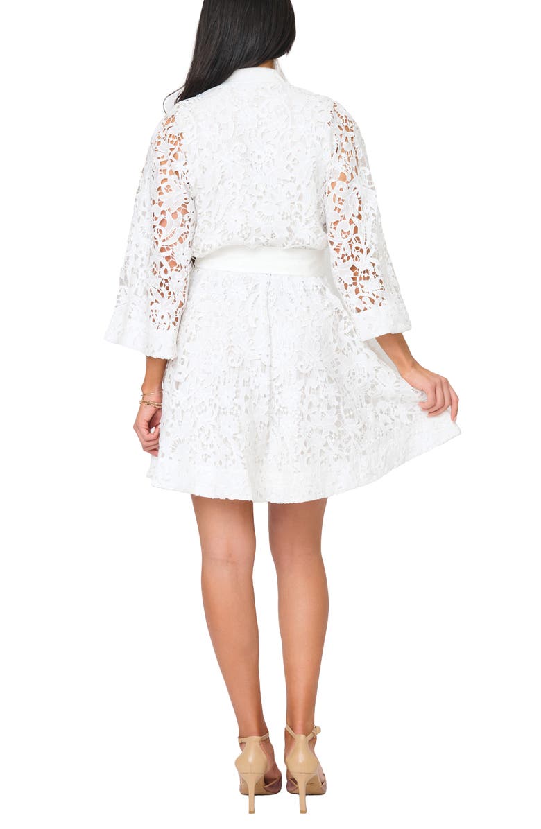 GIBSONLOOK Lovely In Lace Tie Belt Dress, Alternate, color, White Lace