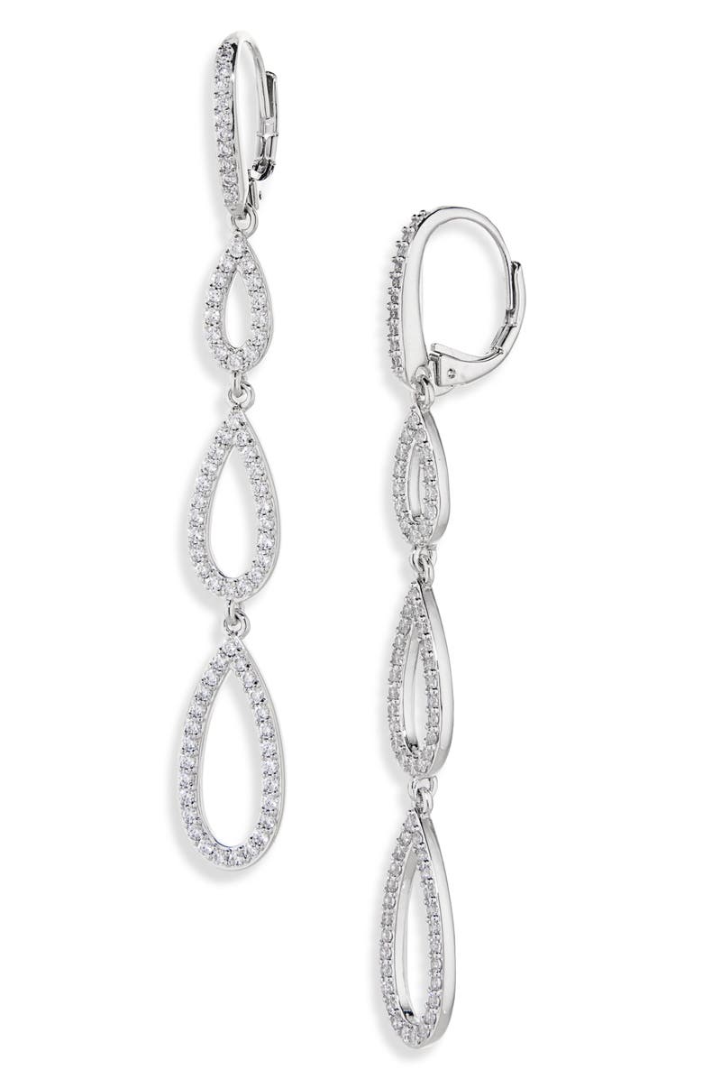 Nadri Cubic Zirconia Triple Teardrop Earrings, Main, color, 