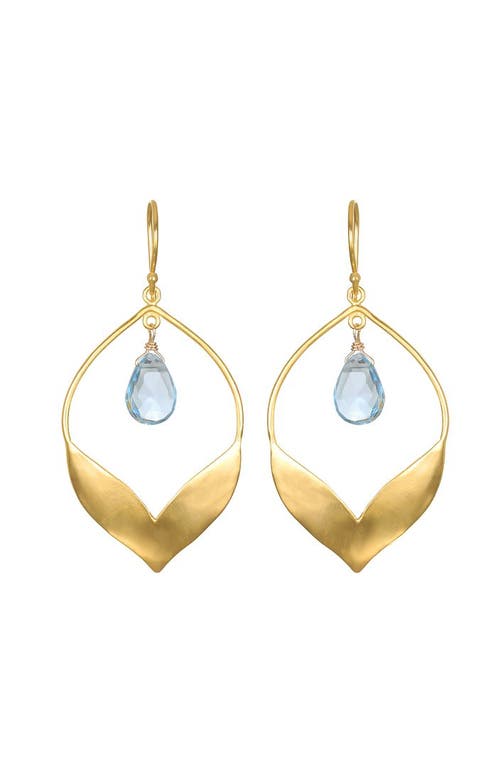 Satya Jewelry Transformed By Compassion Lotus Blue Topaz Earrings In Gold