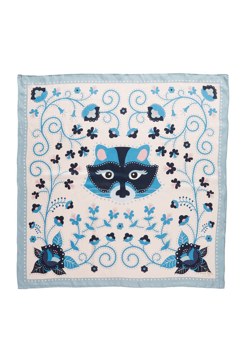 raccoon silk square scarf, Alternate, color, ROSE DEW