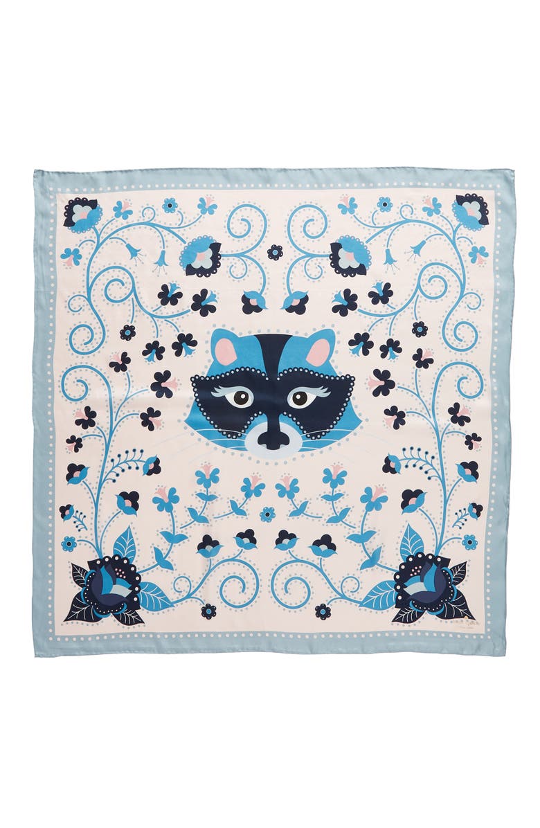 Kate Spade New York raccoon silk square scarf, Alternate, color,