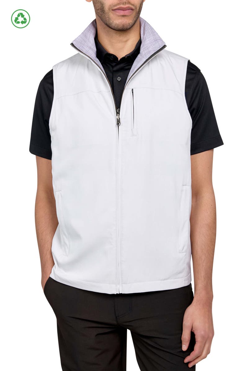 CONSTRUCT Regular Fit Wavy Print Recycled Performance Reversible Vest, Main, color, Grey