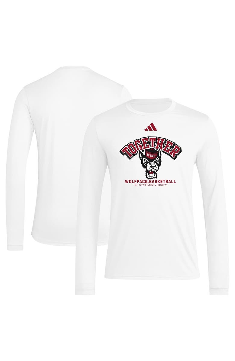 adidas Men's adidas White NC State Wolfpack Together On-Court Pregame Long Sleeve T-Shirt, Main, color,