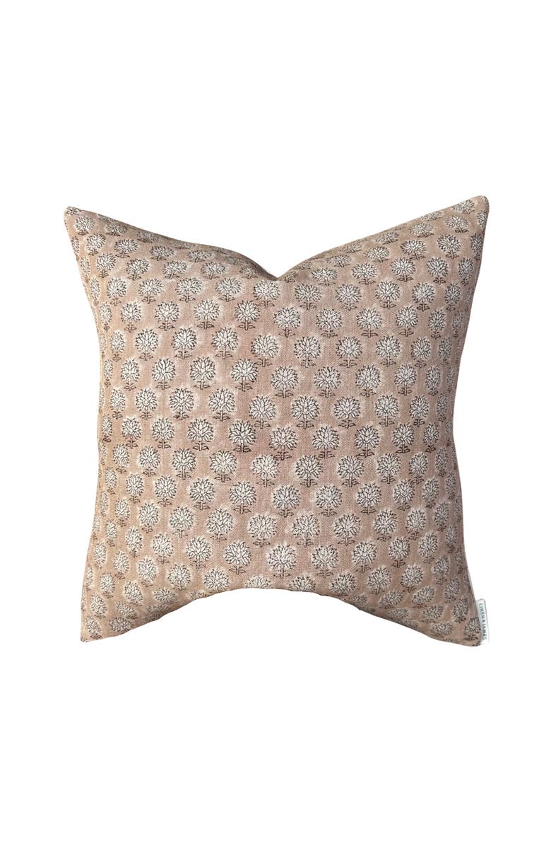 Linen & James Rosie | Soft Blush Floral Handblock Pillow Cover, Alternate, color,
