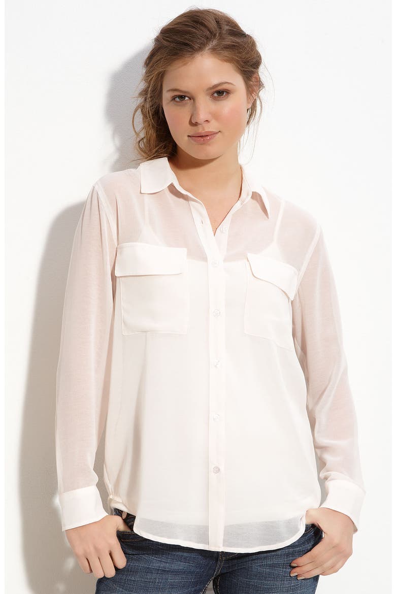 Lush Button Front Blouse, Main, color, IVORY