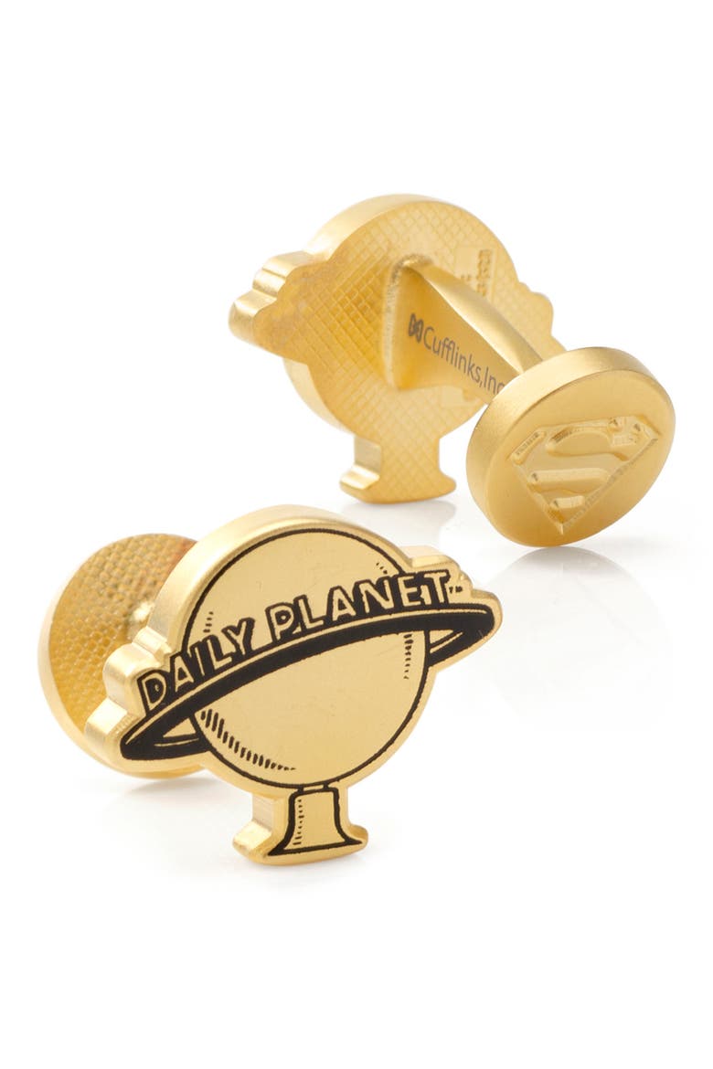 Daily Planet Cuff Links, Alternate, color, GOLD