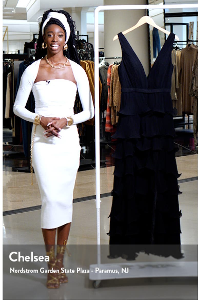 Sleeveless Ruffle Tiered V Neck Gown video