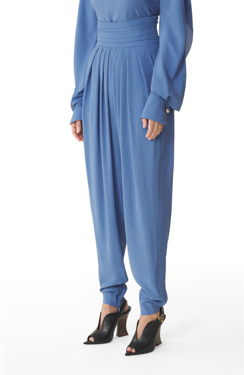 Lanvin Blue Draped Pants In Crepe De Chine, Alternate, color, Jeanne Blue