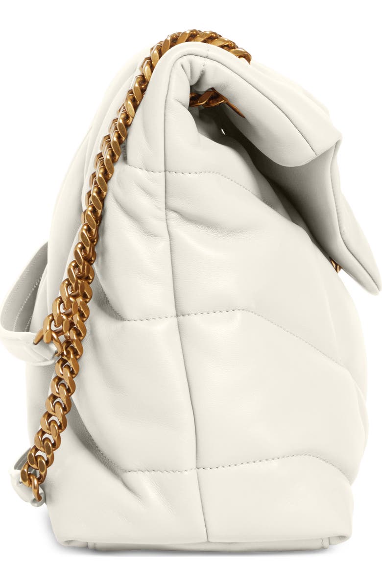 Saint Laurent Medium Loulou Puffer Quilted Leather Crossbody Bag, Alternate, color, Crema Soft