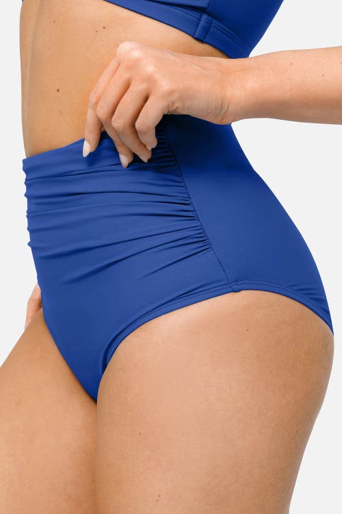 Popilush Shapewear Ruched Sculpting Bikini Bottom In Royal Blue
