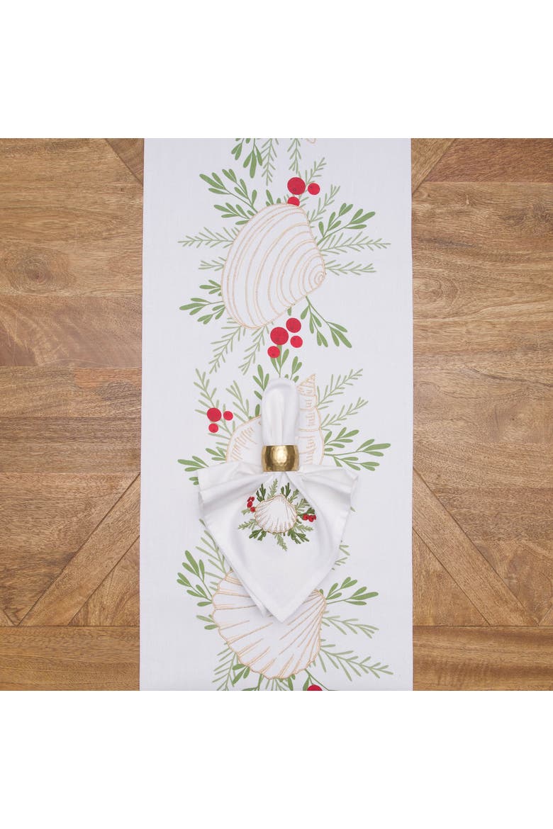 Coastal Tidings Coastal Christmas Table Runner 14" x 72", Alternate, color, Green
