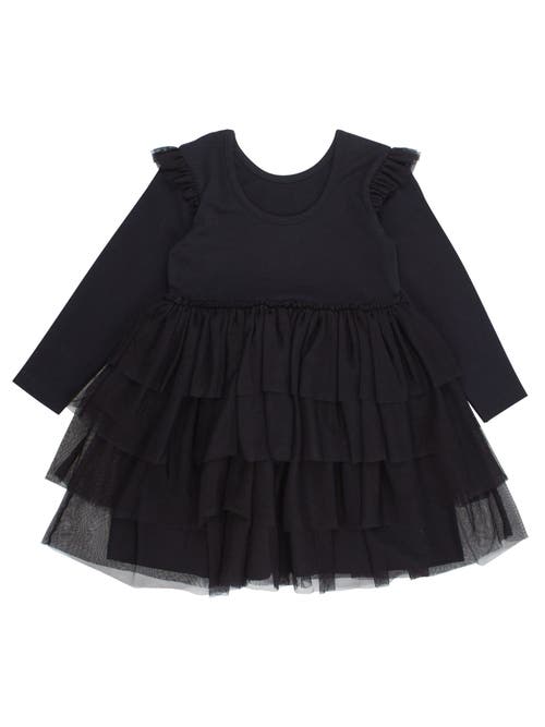 Rufflebutts Toddler Girls Flutter Tulle Long Sleeve Twirl Dress In Black