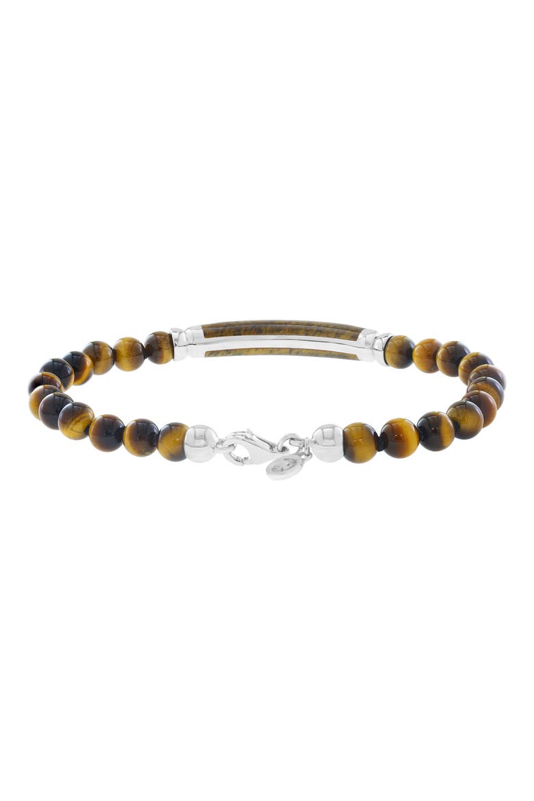 Men's Tiger's-Eye Beaded Bracelet, Alternate, color, BROWN