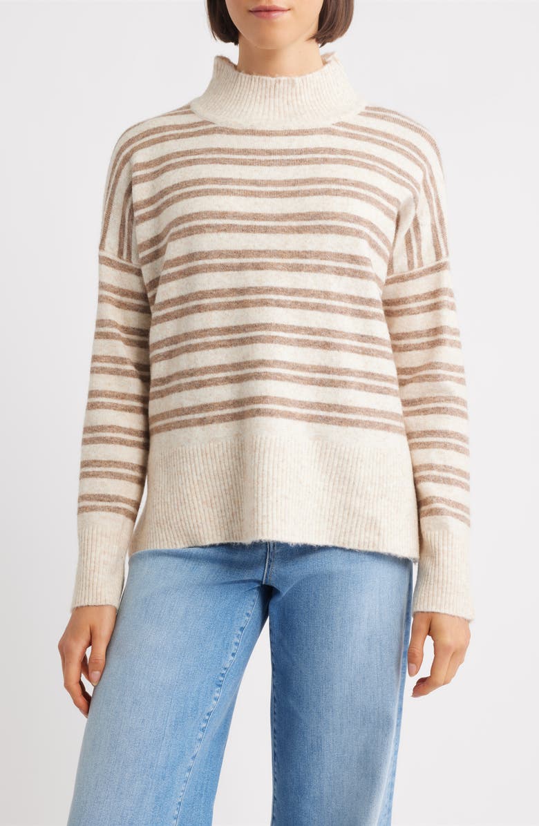 Hatley Double Stripe Mock Neck Sweater, Main, color, Cream